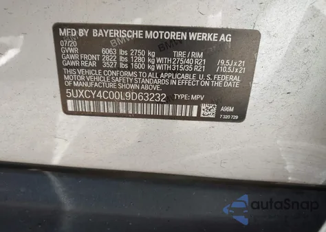 2020 BMW X6 Sdrive40I z USA, uszkodzony, nr VIN 5UXCY4C00L9D63232